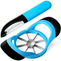 LEMCASE Cortador de Manzanas y Pelador - Cortadores para Fruta con Mango de Silicona (2 Piezas Set)